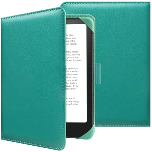 HoYiXi Universal Case for 6-inch Kindle eReader Compatible with Kobo/Voyaga/Pocketbook/Tolino E-book reader,6'' eReader Protective Cover with Built-in Card Slot,Black (Cyan, 6 inch) — view 2