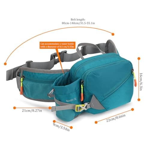 BEAHING Hiking Bumbag Running Fanny Pack with Bottle Holder Waterproof Waist Packs Adjustable Dog Walking Bag for Men Women Lake-green, Bumbag — view 4