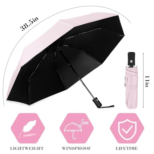 Kajaia 4 Pack Umbrellas Compact Windproof, Automatic Open and Close Folding Rain Umbrella Collapsible for Men Women Travel, Pink, 38.5 inches — view 3