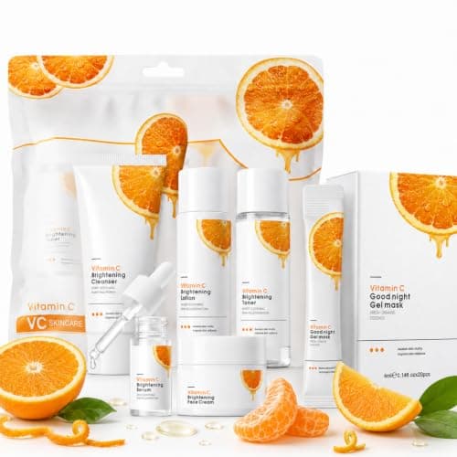Vitamin C Skincare Set for Radiance & Brightening, 6Pcs Travel-Size