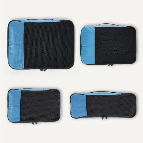 Amazon Essentials 4-Piece Packing Cubes Travel Accessories Set, Luggage Organiser with Double Zip, Mesh Top, 100% Polyester, Small/Medium/Large/Slim, Sky Blue (Previously Amazon Basics) — view 5