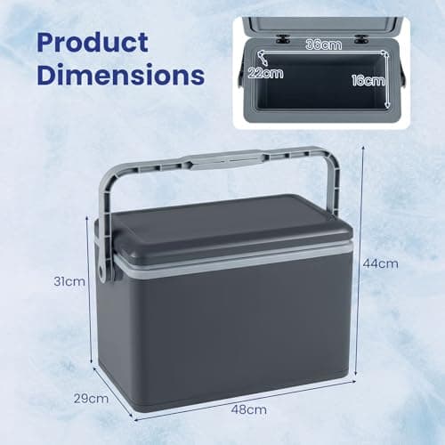 COSTWAY 12L/16L/21L/41L Insulated Cool Box (Dark Gray, 48 x 29 x 31 cm) — view 6