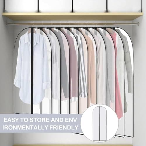 Dress Bags Covers long,2 PCS Dress Covers Garment bags Full Length,Garment Covers Translucent with Zip Waterproof Dustproof Long Dress Bags Covers for Long Dress Shirts Suits Jackets Coats Storage — view 6
