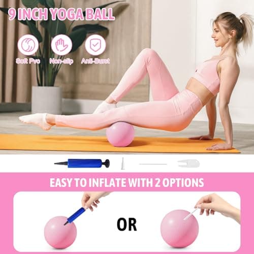 Pilates Ring Set, 14Inch Magic Circle, 9 inch Exercise Ball, 3 Resistance Bands (10/20/30 lbs), Home and Travel Pilates Equipment Kit for Toning, Strength & Flexibility — view 4