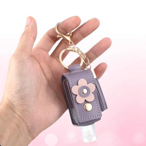 YBEATY 4 Pcs Portable Handwashing Fluid Keychain 30ml Refillable Leather Hand Handwashing Fluid Mini Case Holder Keychain Travel Size for Toiletry Lotion Liquid Soap Shampoo — view 4
