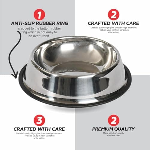 Dog Feed Bowl Lightweight Pet Feeding Bowl Non Slip Dog Bowl Water Hiking Camping Bowl Suitable for Kittens Puppies Rabbits Fogs & Small Pets 15.24x6.35cm (Pack of 1) — view 4