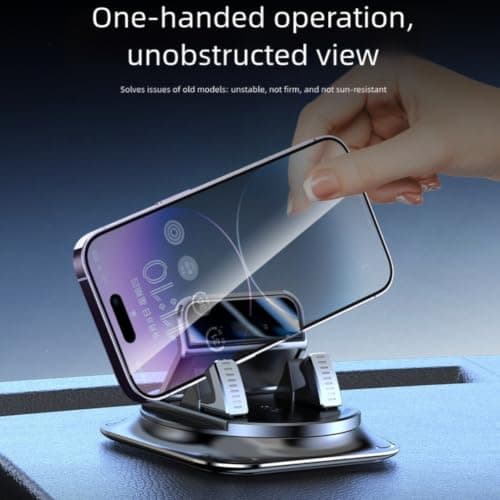 Getdoublerich 360° Rotating Car Phone Mount with Auto-Lock, Anti-Slip Dashboard Holder for Single-Hand Use, Fit for Smartphones, Black — view 4