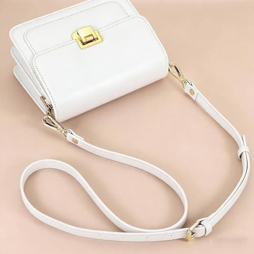 KYSUN Universal Leather Shoulder Strap Replacement Handbag Straps Crossbody Bag Strap 27.6-51.2 Inch Adjustable with Metal Swivel Hooks for Handbags Crossbody Bag (White) — view 5