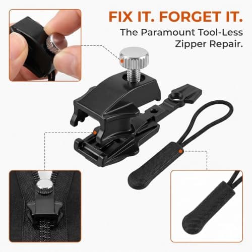 9Pcs Universal Zipper Repair Kit, 3 Size Zip Pull Replacement Black — view 6
