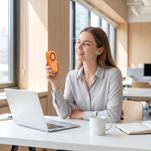 Mtbricey Mini Handheld Fan Portable USB Rechargeable 4 Speed Small Pocket Fan Ultra Light 55g Quiet Personal Fan for Travel Office Outdoor (Orange) — view 5