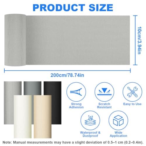 ANOMM Canvas Repair Patch, 10x200 cm Self-Adhesive Fabric Patch, Light Gray — view 2