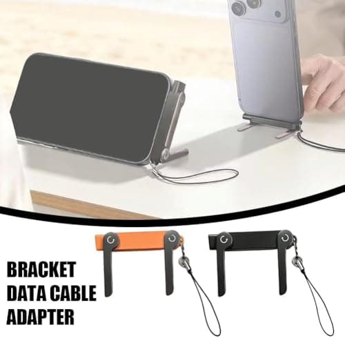Usb C Phone Charging Cable Adapter, 2-in-1 Invisible Foldable Stand Charger Adapter,Usb-c To Type-c 240w Fast Charging Data Cable Adapters Built-in Phone Holder, Fit Most Android &IOS Phpnes (Orange) — view 5