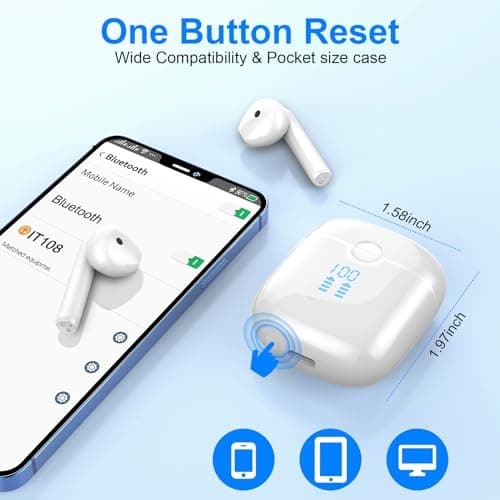 Wireless Earbuds, Bluetooth 5.4 Ear buds with 4 ENC Noise Cancelling Microphone, Bluetooth Headphone with HiFi Stereo Deep Bass, Bluetooth Earphones In ear 45H Playtime LED Display, IP7 Waterproof — view 5