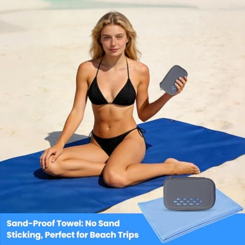 Aolso Microfibre Travel Towel, Quick Dry Lightweight Microfibre Towels, Super Absorbent Gym Towel for Men Weman, Soft Compact Beach Towel for Sports, Gym, Camping, Yoga, Swimming, Hiking-Sky blue — view 4