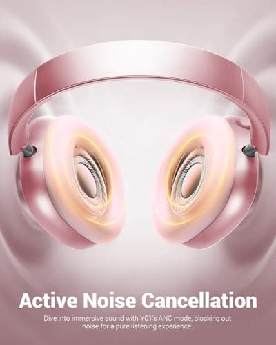 Wentronic Y01 Wireless Over Ear Headphones, Noise Canceling Bluetooth 5.3 Headphones with Microphones,Hi-Res Audio,48H Playtime,Foldable,Breathable Soft Earpads for iOS/Android/Samsung/PC-Pink — view 4