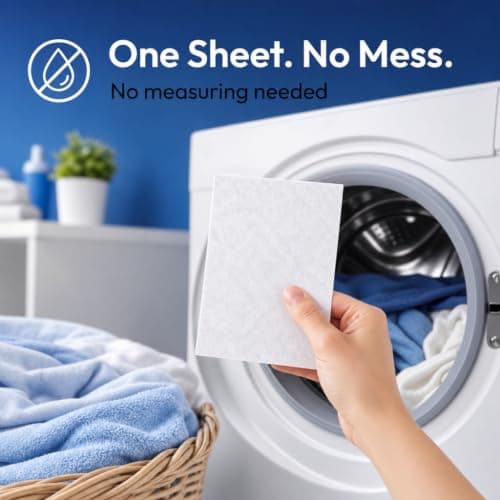 Laundry Detergent Sheets 40 Pack (20 Fresh Clean + 20 Tropical) – Non Bio Washing Sheets for Machine Wash – Eco Friendly Alternative to Washing Powder, Liquid, Pods & Capsules — view 3