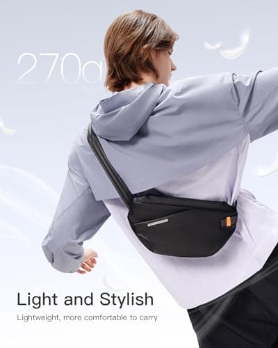 Inateck Sling Bag X-Lite, 3.5L Lightweight Crossbody Shoulder Chest Belt Bum Bag with Quick-Adjust Strap, Water-Resistant Waist Fanny Pack for Men, Women, Travel, Daily Use, Cycling, Hiking, Black — view 3