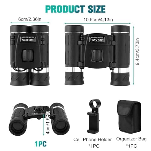 200x25 Compact Binoculars for Kids and Adults with Smartphone Adapter — view 2