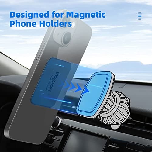 volport Metal Plate for Magnetic Phone Holder Car Mount Universal Ultra Thin 10 Pack Metal Disc Sticker Replacement Kits with Adhesive for Mobile Cradle, Black（4 Rectangular and 6 Round） — view 2
