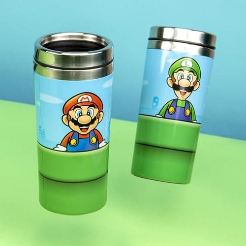 Super Mario Warp Pipe Travel Mug - Officially Licensed Nintendo Stainless Steel Flask, Keeps Drinks Hot & Cold, Great for Commuting, Retro Gamer Gift, 450ml (15 fl oz) - Paladone — view 3