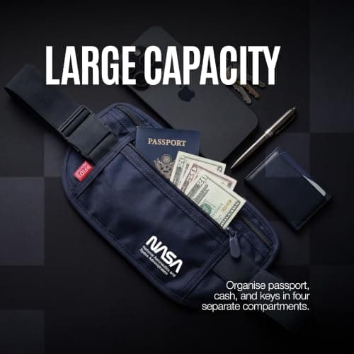 NASA Money Belt with RFID-Secured Passport Pouch (Lunar Grey) — view 6