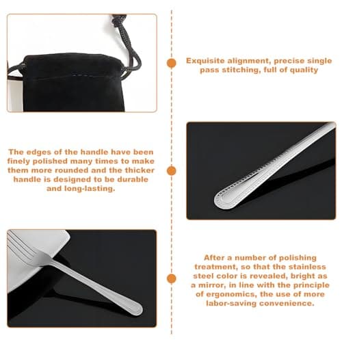 4 PCS Stainless Steel Camping Cutlery Set with Carrying Bag|Travel Cutlery SetsKnife, Fork and Spoon Sets|Reusable Cutler'y SetsFor Weddings, Picnics and Office Lunches Cutlery' Sets — view 3