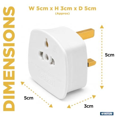 STATUS EU to UK Plug Adapter, White, Pack of 2 — view 2