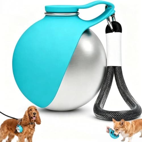Portable Dog Water Bottle for Walking, 2-in-1 Stainless Steel Dog Bottle