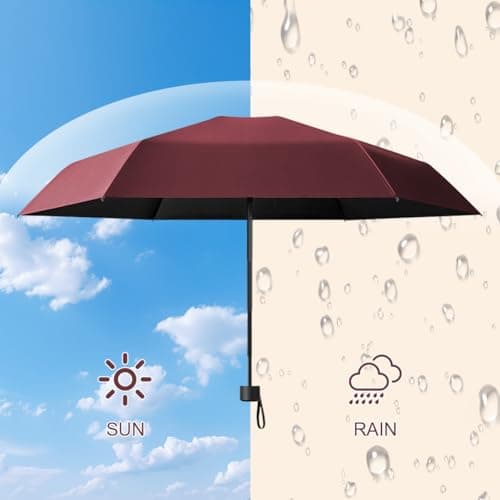 Vicloon Travel Mini Umbrella for Purse,6 Ribs Mini Umbrellas,Coating Layer Fabric Blocking UPF 50 UV Protection 99.9% Compact Folding Purse Umbrella, Travel Sun Umbrellas Lightweight Small Compact — view 4
