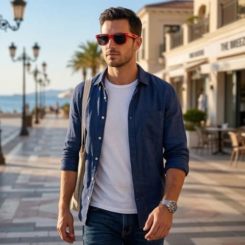 Komonee Drifter Sunglasses UV400 Protection Red Classic Style Retro Sun Shades Eye Glasses Unisex For Men Women Travel & Fashion – Lightweight Frame Fashion Eyewear Outdoors — view 6