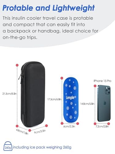 WIBOND Insulin Cooler Travel Case, Compatible with GLP-1 & Insulin Pens, Medication Cool Bag for Travel with 2 TSA Approved Ice Packs (4-6H Cooling, Black) — view 2