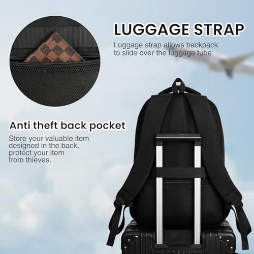 Paude Black Backpack,School Backpack for Teens Adults Laptop Bookbag for High School College Students Back Pack for Work — view 4