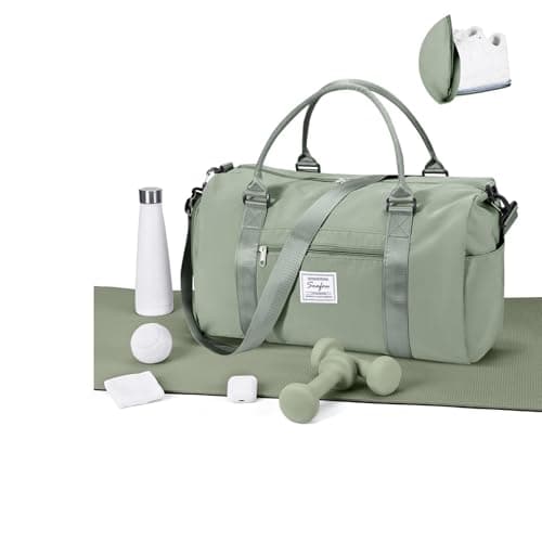 WEPLAN Gym Bag Womens Men Sports Fitness Bags Weekend Overnight Bag Travel Duffle Bags for Women with Shoes Compartment Wet Pocket,Holdall Hospital for Swimming Carry on Hand Luggag,A9-Gray Green