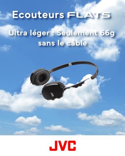 JVC HA-S160M-B Flats Foldable and Compact Headphones in Glossy Trendy Colour, with Switch for Microphone On/Off, Ideal for Teleworking and Online Seminars (Black) — view 5