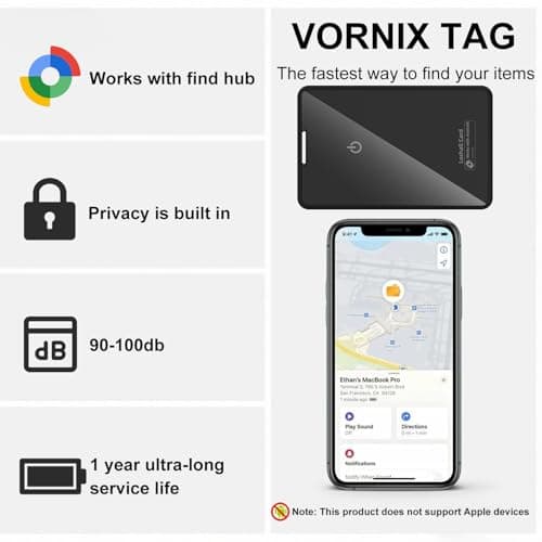 Android Tracker Tag,Wallet Tracker Card-work with Google Find Hub,Bluetooth Smart Card, Item FinderLocator for children,Luggage,Suitcase,Keys,Passports, IP68 Waterproof, Black,Slim (1-pack) — view 2