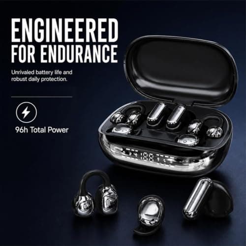 Livandeco Ear Clip Headphones Wireless Smooth Calls and Music Charging Case — view 5