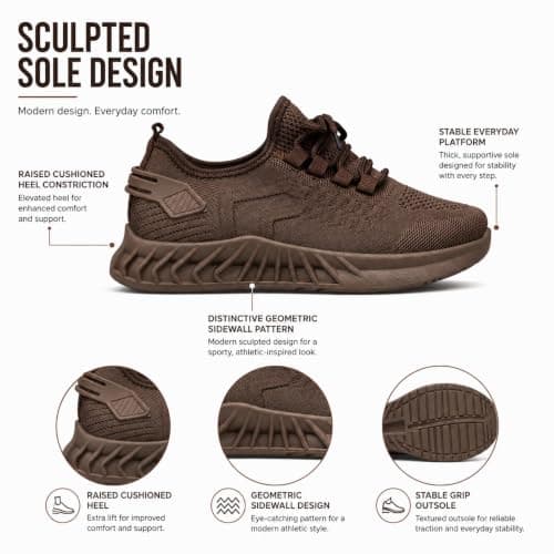 Nexsus Plus Women Mesh Trainers | Ladies Mesh Sport Shoes | Lightweight Breathable Road Running Shoes with Cushioned Sole (Brown, UK Footwear Size System, Adult, Women, Numeric, Medium, 5) — view 6