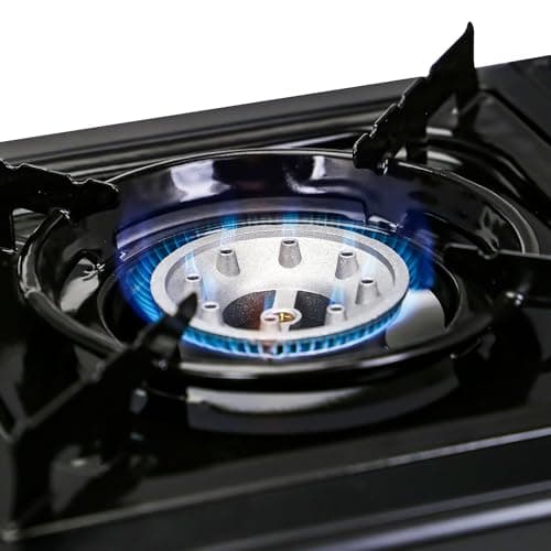 Taylor & Brown Portable Dual Burner Camping Stove, Black with 8 Butane Gas | EN417 Compliant Premium Double Gas Cooker | with Automatic Ignition & Heat Control | for Camping, BBQ & Outdoor Cooking — view 4