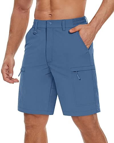 TACVASEN Mens Stretch Cargo Shorts Breathable Summer Quick Dry Shorts with Zip Pockets Travel Trekking,Light Grey,36 — view 2