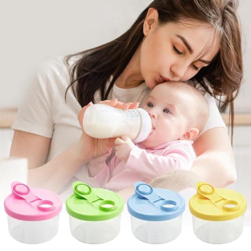 Milk Powder Dispenser Pots, Formula Dispenser with 3 Compartments, 4-Pack — view 2