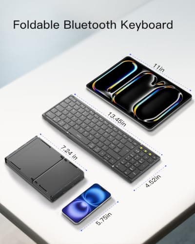 Inateck Wireless Foldable Keyboard and Mouse Set, Portable — view 3