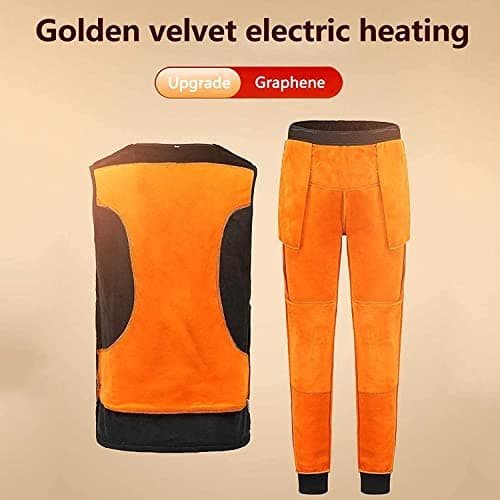 Electric USB Thermal Underwear Set for Men Women, Heated Long Johns Travel Heated Pants and Top(No Battery)(Male Black,M-Medium) — view 4
