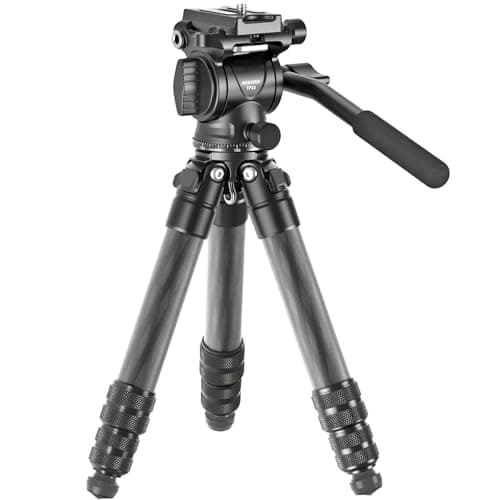 NEEWRE Carbon Fiber Desktop Mini Tripod for Camera, Tabletop Portable Travel Tripod with Video Fluid Head, QR Plate for TikTok DSLR Action Camera Video Recording Streaming, Max Load 6.6lb/3kg, TP10