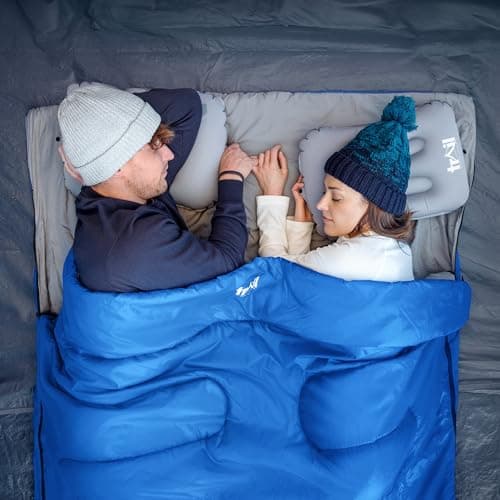 Trail Double Sleeping Bag For Adults, Envelope 2 Season Summer Spring Autumn 250gsm, Outdoor Camping, Lightweight Carry Bag, Storage Pockets, 200cm x 150cm — view 2