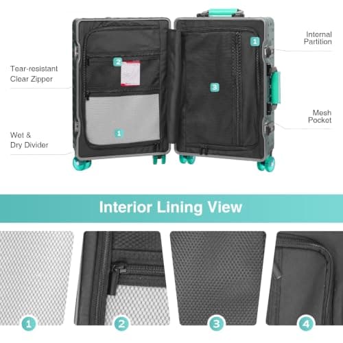 AIWEINY All Aluminium Suitcase Carry On Luggage Hard Shell Cabin — view 5