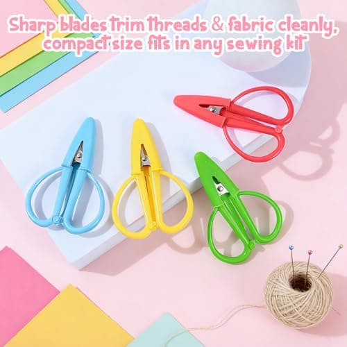 Yuerme 4 Pack Mini Scissors with Protective Caps,8.5cm Portable Small Scissors for Travel,Sharp Stainless Steel Embroidery Sewing Scissors for Crafts,Thread,Yarn,Hand Luggage Safe,Multi-Colour — view 6