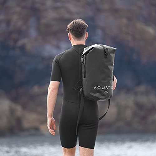 AQUATEC Waterproof Dry Bag Rucksacks - 5x Sizes: 10L, 15L, 20L, 30L & 40L | Double Shoulder Strap Backpack | Perfect for Boating/Kayaking/Hiking/Camping (30L | Black) — view 2