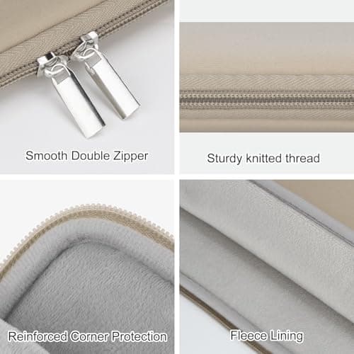HEDUGO 13-14 Inch Laptop Sleeve Case Compatible with 13 to 14 inches MacBook Air/Pro Notebook Chromebook Portable Laptop Sleeve Bag with Front Pocket Shockproof Padded Computer Pouch Cover, Khaki — view 3