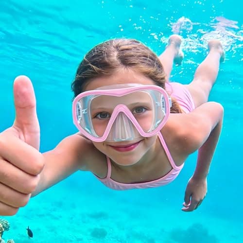 RIOROO Kids Snorkel Mask with Fabric Strap, Swimming Goggles for Boys Girls Youth, Diving Mask with Nose Cover, 180° Panoramic HD, Anti-Fog and Anti-Leak kids swim goggles for 4-16 Years — view 6