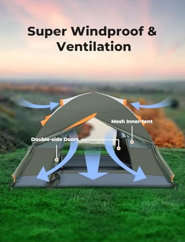 Gysrevi Camping Tent 1/2 Man Waterproof Tents for Camping, 3 Season, Green — view 5